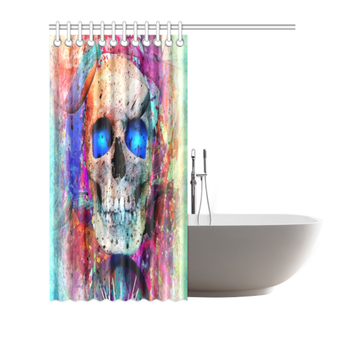 My Skull Popart by Nico Bielow Shower Curtain 72"x72"