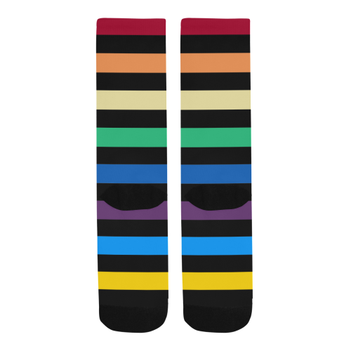 Rainbow Stripes with Black Men's Custom Socks
