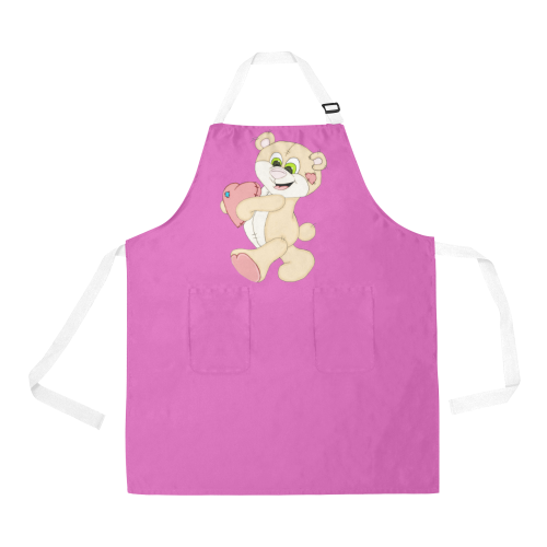 Patchwork Heart Teddy Pink All Over Print Apron