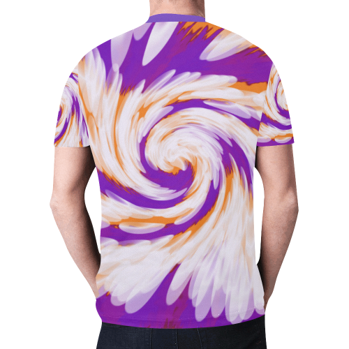 Purple Orange Tie Dye Swirl Abstract New All Over Print T-shirt for Men/Large Size (Model T45)