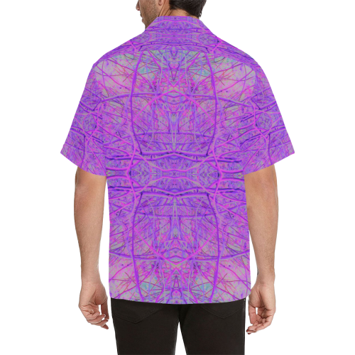 Hot Pink and Purple Abstract Branch Pattern Hawaiian Shirt (Model T58)