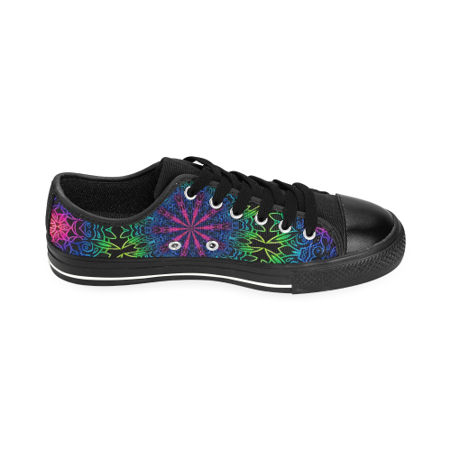 Rainbow Scratch Art Mandala Kaleidoscope Abstract Men's Classic Canvas Shoes/Large Size (Model 018)