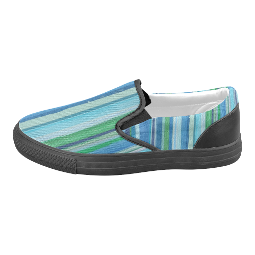 painted stripe in black trim Slip-on Canvas Shoes for Men/Large Size (Model 019)