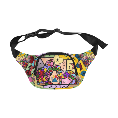 Cat and Dog by Nico Bielow Fanny Pack/Small (Model 1677)