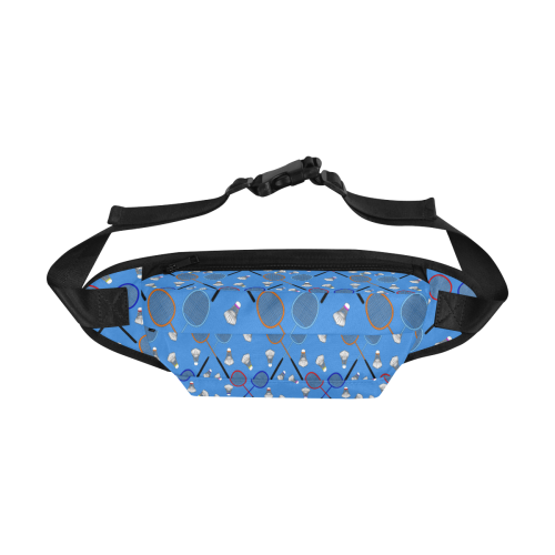 Badminton Rackets and Shuttlecocks Pattern Sports Blue Fanny Pack/Large (Model 1676)