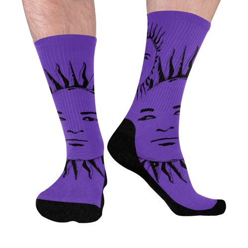 GOD Men Mid Socks Light Purple & Black Mid-Calf Socks (Black Sole)