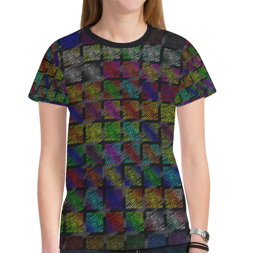 Ripped SpaceTime Stripes Collection New All Over Print T-shirt for Women (Model T45)
