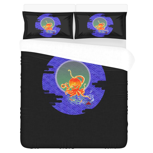 The Lowest of Low Japanese Octopus 3-Piece Bedding Set