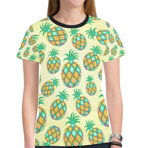 Pineapple Pastel Colors Pattern New All Over Print T-shirt for Women (Model T45)