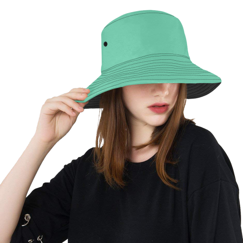 color medium aquamarine All Over Print Bucket Hat