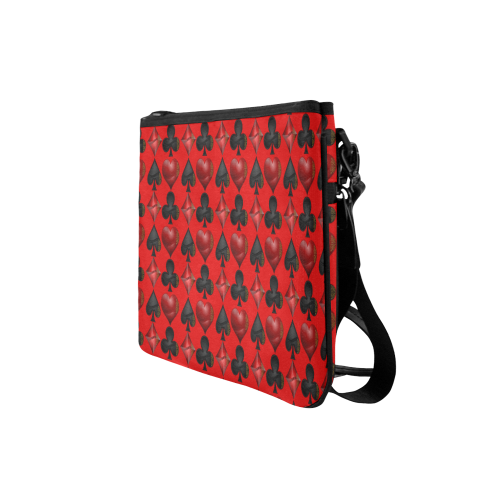 Las Vegas Black and Red Casino Poker Card Shapes on Red Slim Clutch Bag (Model 1668)