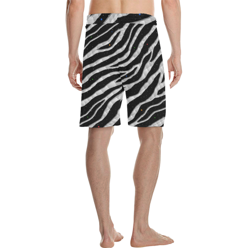 Ripped SpaceTime Stripes - White Men's All Over Print Casual Shorts (Model L23)