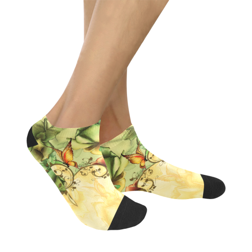 Colorful flowers with butterflies Men's Ankle Socks