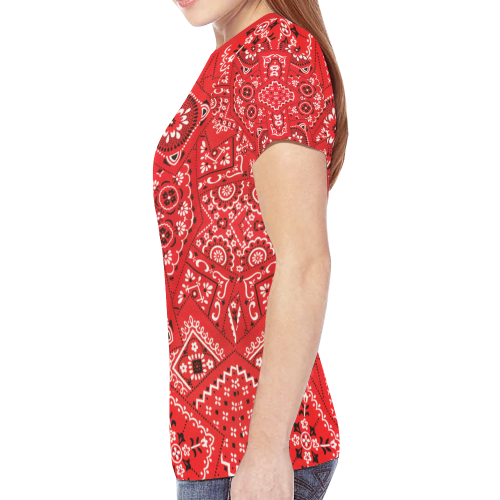 Bandana Squares Pattern New All Over Print T-shirt for Women (Model T45)