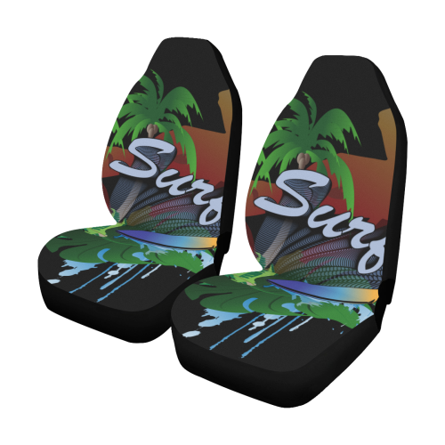 Tropical design with surfboard Car Seat Covers (Set of 2)