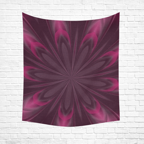 Fuchsia Pink Satin Shadows Fractal 2 Cotton Linen Wall Tapestry 51"x 60"