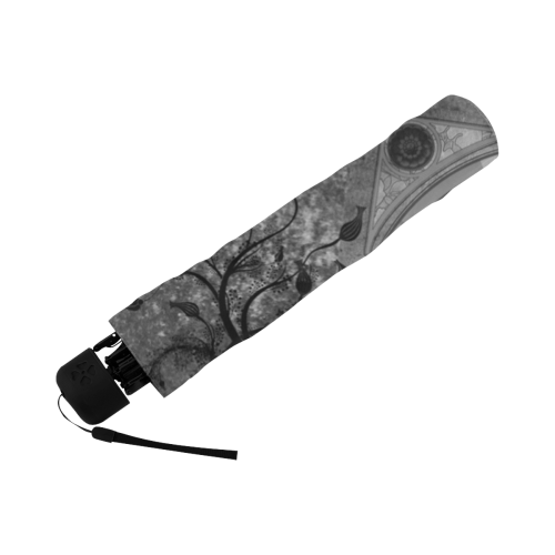 Awesome horse in black and white with flowers Anti-UV Foldable Umbrella (Underside Printing) (U07)
