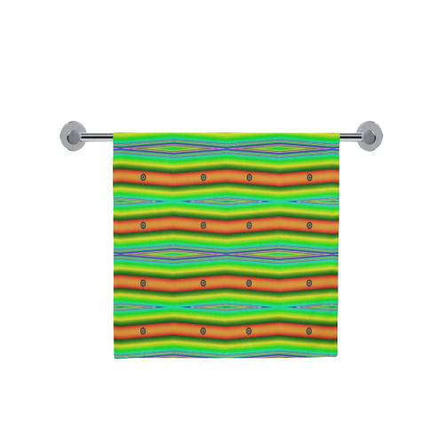Bright Green Orange Stripes Pattern Abstract Bath Towel 30"x56"