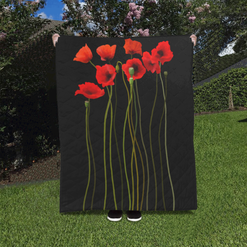 Poppies Floral Design Papaver somniferum Quilt 40"x50"
