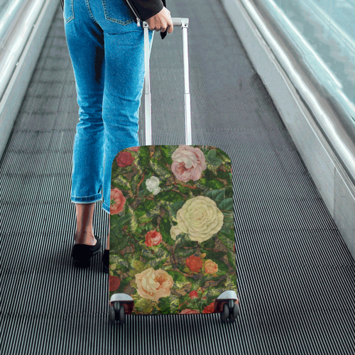 Vintage Wallpaper - Colored Roses Pattern II Luggage Cover/Small 18"-21"