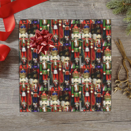 Christmas Nut Cracker Soldiers Pattern Gift Wrapping Paper 58"x 23" (2 Rolls)