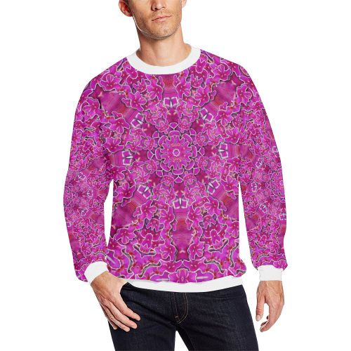 flowering and blooming to bring happiness Men's Oversized Fleece Crew Sweatshirt/Large Size(Model H18)
