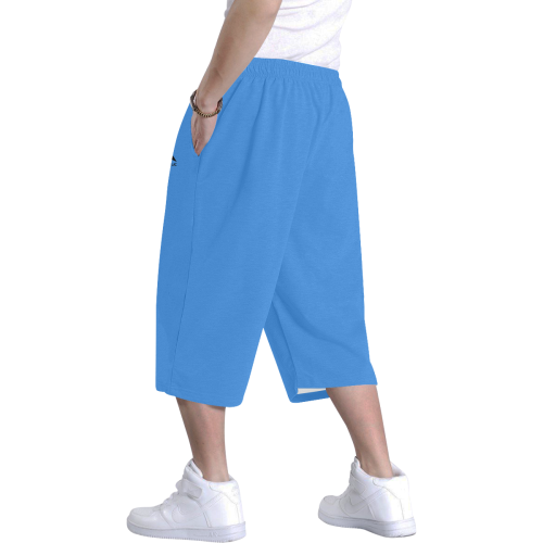 Men's Baggy Shorts (Black & Blue) Men's All Over Print Baggy Shorts (Model L37)