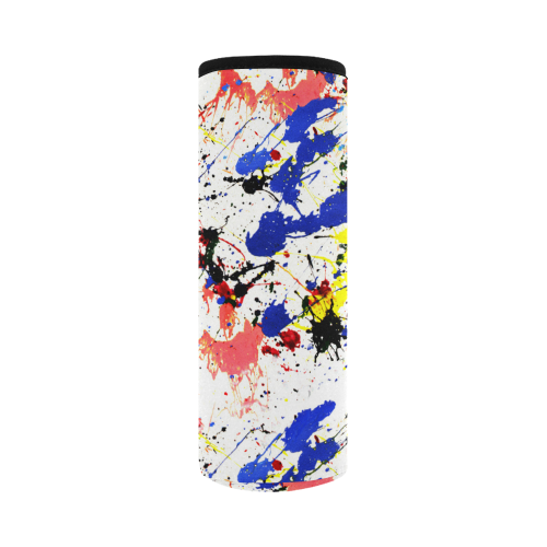 Blue and Red Paint Splatter Neoprene Water Bottle Pouch/Large