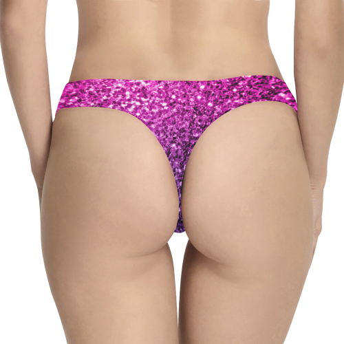Beautiful Purple Pink Ombre glitter sparkles Women's All Over Print Thongs (Model L30)
