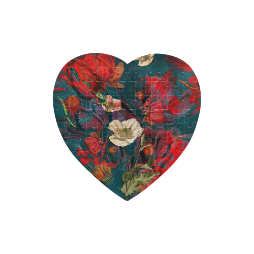 flowers #flowers #pattern Heart-Shaped Jigsaw Puzzle (Set of 75 Pieces)