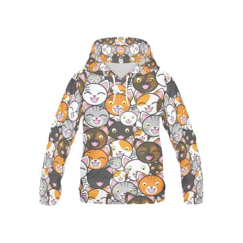 Funny Cats All Over All Over Print Hoodie for Kid (USA Size) (Model H13)