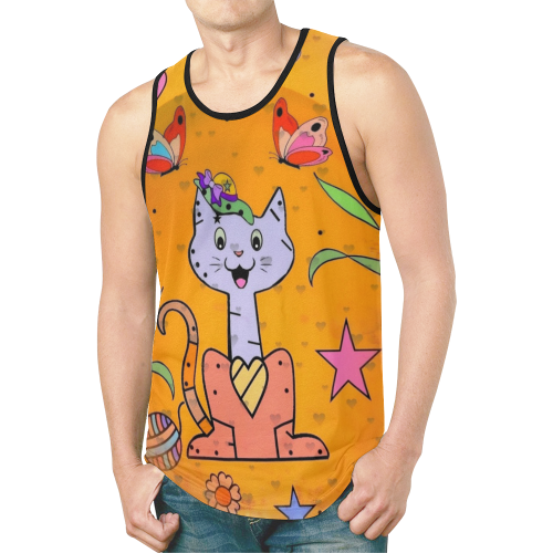 Cat Popart Fun by Nico Bielow New All Over Print Tank Top for Men (Model T46)