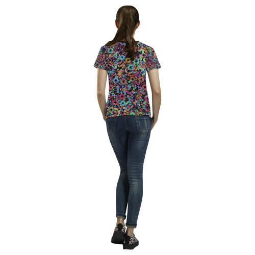 Vivid floral pattern 4181C by FeelGood All Over Print T-shirt for Women/Large Size (USA Size) (Model T40)