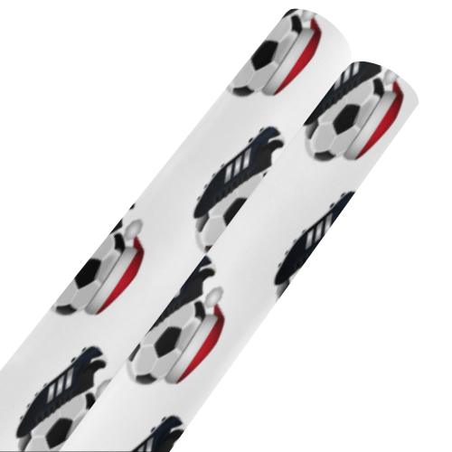 Christmas Soccer Ball and Shoe Sports Gift Wrapping Paper 58"x 23" (2 Rolls)
