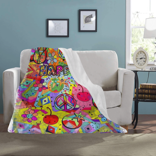 Happy Popart by Nico Bielow Ultra-Soft Micro Fleece Blanket 40"x50"