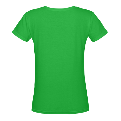 Penguin Wedding Green Women's Deep V-neck T-shirt (Model T19)