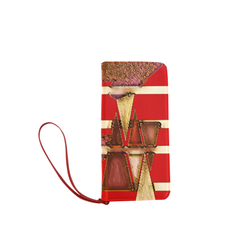 Colorful Geometric Shapes on Red Design By Me Doris Clay-Kersey Women's Clutch Wallet (Model 1637)
