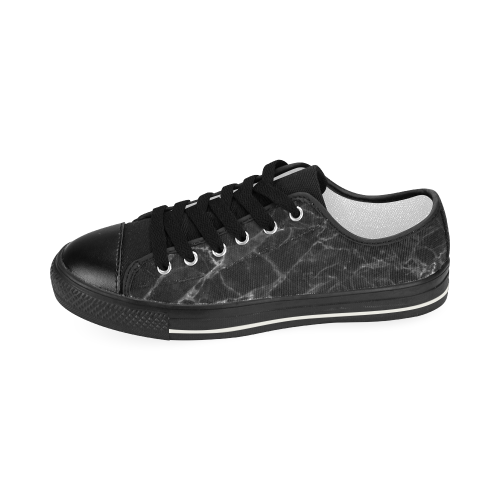 Marble Black Pattern Women's Classic Canvas Shoes (Model 018)