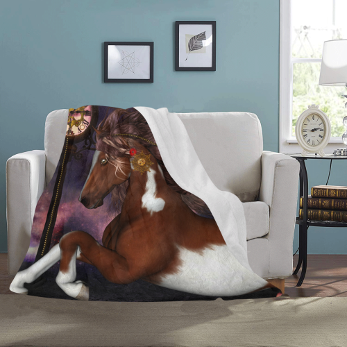 Awesome steampunk horse with clocks gears Ultra-Soft Micro Fleece Blanket 50"x60"