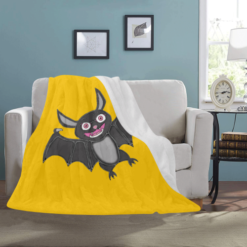 Cute Halloween Bat Yellow Ultra-Soft Micro Fleece Blanket 50"x60"