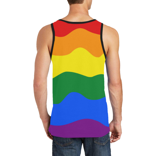 Gay Pride - Rainbow Flag Waves Stripes 2 Men's All Over Print Tank Top (Model T57)