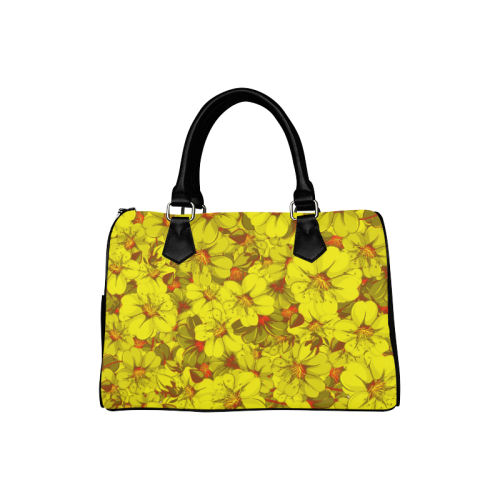 Yellow flower pattern Boston Handbag (Model 1621)