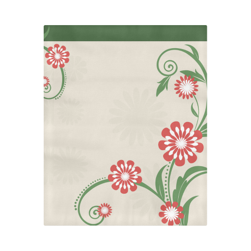 Simple Red and White Flowers Curling Leaves Duvet Cover 86"x70" ( All-over-print)