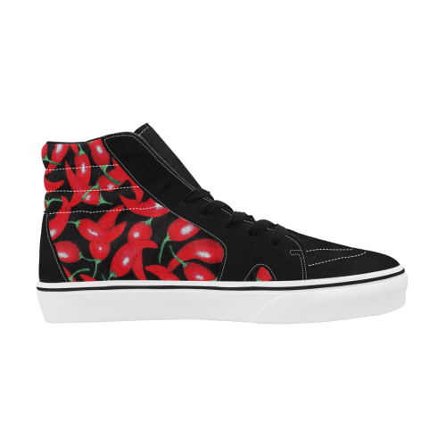 red hottt chili peppers Men's High Top Skateboarding Shoes (Model E001-1)