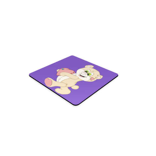 Patchwork Heart Teddy Purple Square Coaster