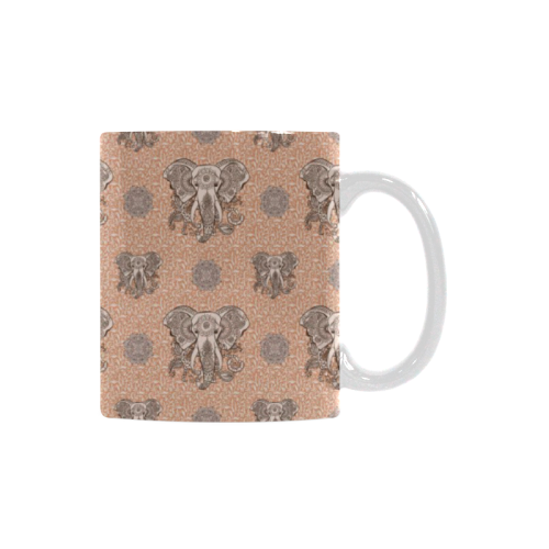 Ethnic Elephant Mandala Pattern White Mug(11OZ)