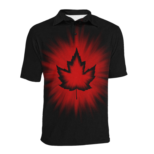 Canada Polo Shirts Cool Black Men's All Over Print Polo Shirt (Model T55)