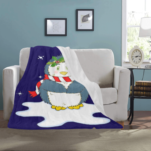 Adorable Christmas Penguin Blue Ultra-Soft Micro Fleece Blanket 40"x50"