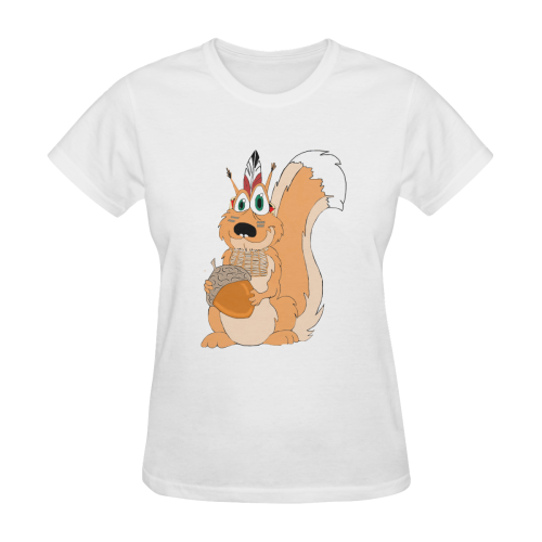 Indian Squirrel White Women's T-Shirt in USA Size (Two Sides Printing)