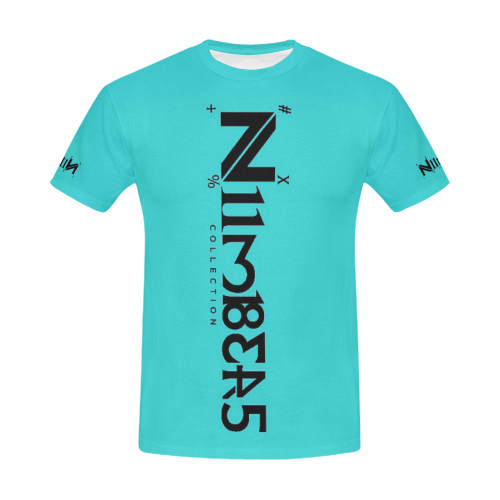 NUMBERS Collection Teal All Over Print T-Shirt for Men (USA Size) (Model T40)